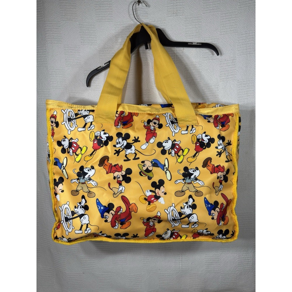 Disney Store Large‎ Tote Bag Mickey Mouse Through The Years Yellow Nylon
